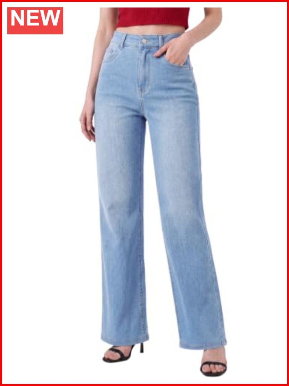 Womens Flare Jeans Mid Waisted Stretch Bootcut Pants with Pockets